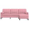 vidaXL Trivietė sofa su pakoja, rožinės spalvos, 210cm, aksomas