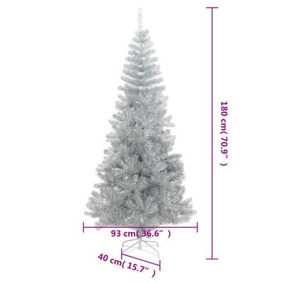vidaXL Dirbtinė Kalėdų eglutė su stovu, sidabrinės spalvos, 180cm, PET