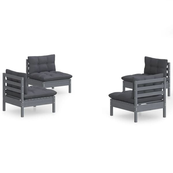 vidaXL Sodo komplektas su antracito pagalvėmis, 4 dalių, pu&scaron;is