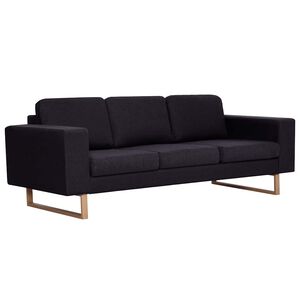 vidaXL Trivietė sofa, juoda, audinys
