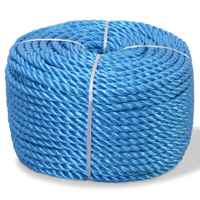 vidaXL Susukta virvė, mėlyna, 500m, polipropilenas, 12mm