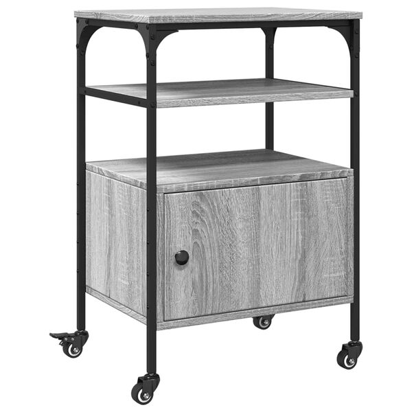 vidaXL Spausdintuvo stovas, 3 auk&scaron;tų, pilkas, 50x40x76cm, mediena