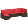 vidaXL Sodo Sofų Rinkinys su pagalve 7 pcs Ruda Poli ratanas