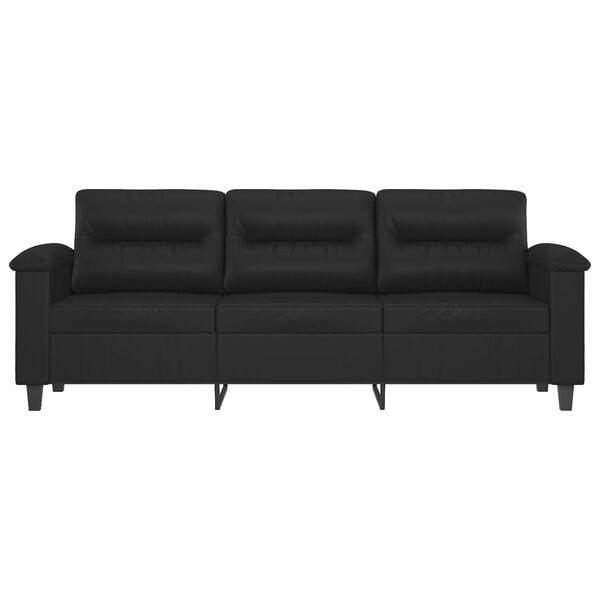 vidaXL Trivietė sofa, juodos spalvos, 180cm, dirbtinė oda