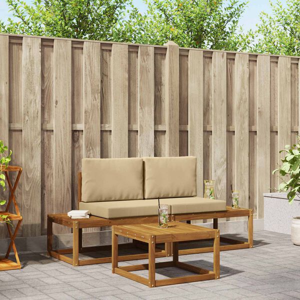 vidaXL Lauko sofos komplektas su pagalve 3 pcs Natūrali