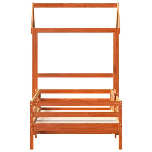 vidaXL Lovos rėmas su stogeliu, va&scaron;ko rudas, 100x200cm, pu&scaron;ies masyvas