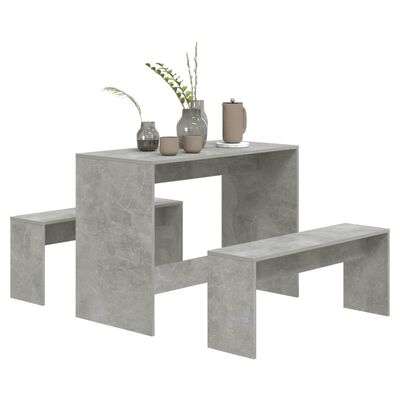 vidaXL Valgomojo baldų komplektas, 3 dalių, betono pilkos spalvos, MDP