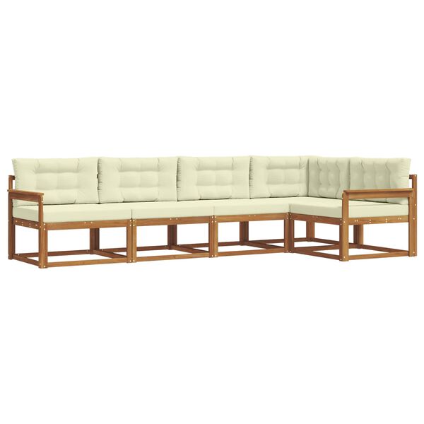 vidaXL Lauko sofos komplektas su pagalve 5 pcs Natūralus ir grietinėlė