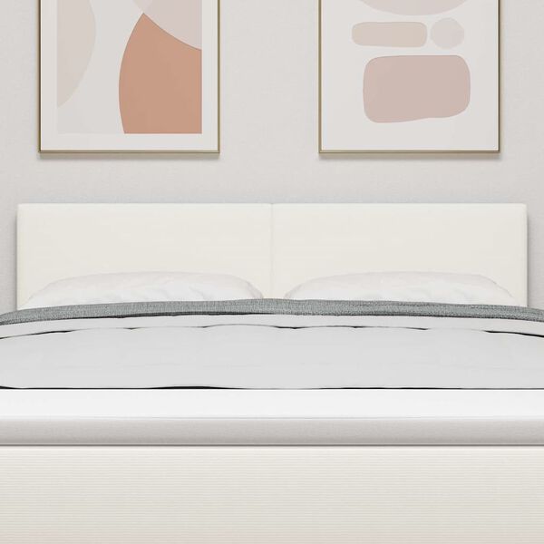 vidaXL LED galvūgalis su galvūgalio Kreminė 144 cm Poliesteris