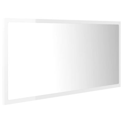vidaXL Vonios LED veidrodis, baltas, 90x8,5x37cm, akrilas, blizgus