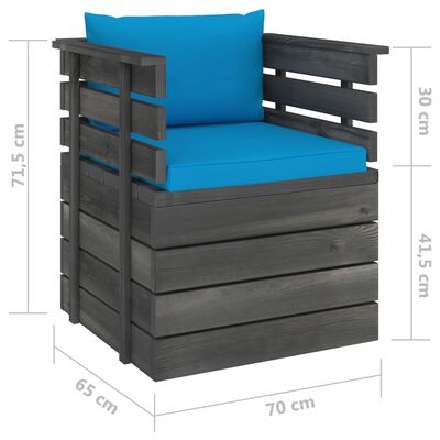 vidaXL Sodo krėslas su pagalvėlėmis , pušies mediena (315417+315056)