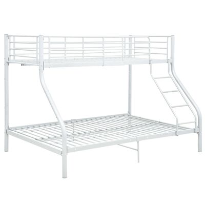 vidaXL Dviaukštės lovos rėmas, baltas, 140x200cm/90x200cm, metalas