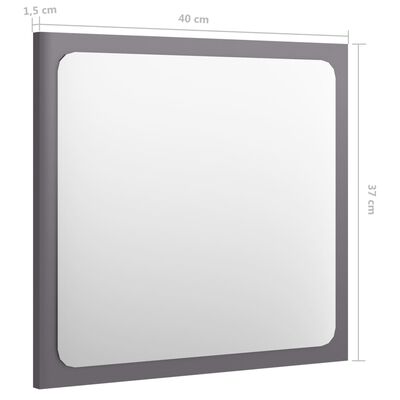 vidaXL Vonios kambario veidrodis, pilkas, 40x1,5x37cm, MDP, blizgus