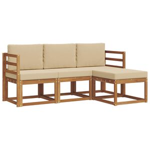 vidaXL Lauko sofos komplektas su pagalve 4 pcs Natūralus ir bežinis
