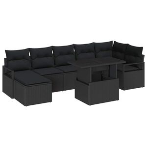 vidaXL Sodo Sofų Rinkinys su saugykla 8 pcs Juoda Poli ratanas