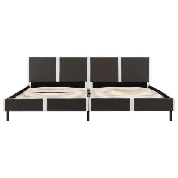 vidaXL Lovos rėmas, pilk. ir balt. sp., 180x200cm, dirbtinė oda