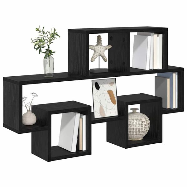 vidaXL Sieninė lentyna juoda ąžuolo 82 x 15 x 51 cm Apdirbta mediena