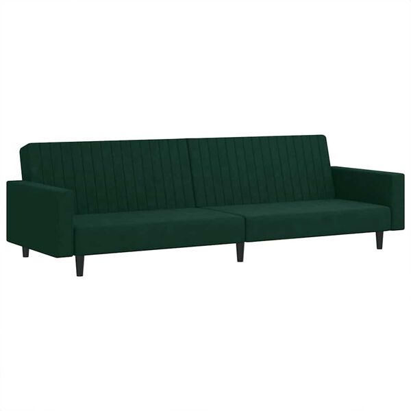 vidaXL Dvivietė sofa-lova, tamsiai žalios spalvos, aksomas