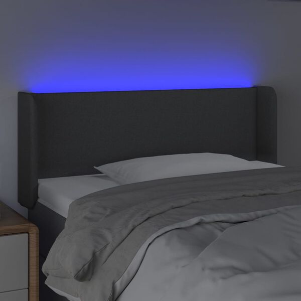 vidaXL Galvūgalis su LED, tamsiai pilkas, 93x16x78/88cm, audinys
