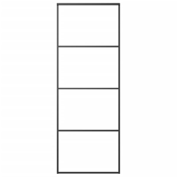 vidaXL Stumdomos durys, juodos, 76x205cm, aliuminis ir ESG stiklas