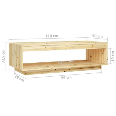 vidaXL Kavos staliukas, 110x50x33,5cm, eglės medienos masyvas
