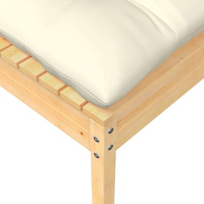 vidaXL Sodo pakoja su kremine pagalvėle, pušies medienos masyvas