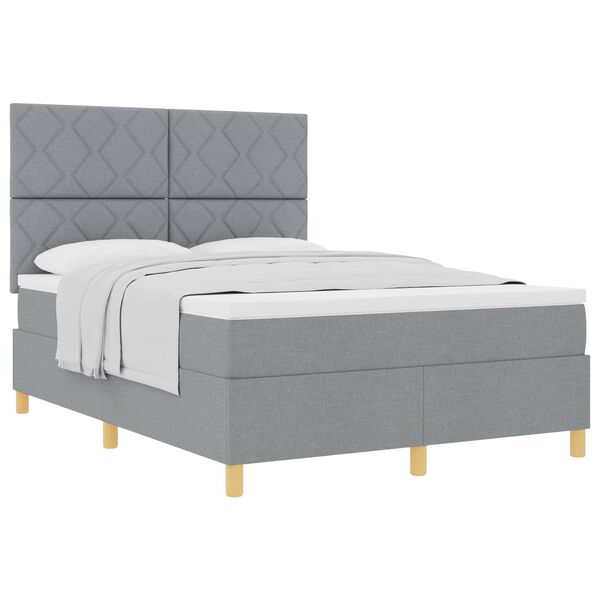 vidaXL Kiemas lova su čiužiniu &Scaron;viesiai pilka 160 x 200 cm audinys