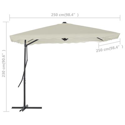 vidaXL Lauko skėtis su plieniniu stulpu, smėlio sp., 250x250 cm