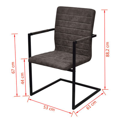 vidaXL Gembinės valgomojo kėdės, 2vnt., rudos spalvos, dirbtinė oda