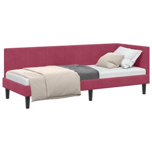 vidaXL Kampinė lovos konstrukcija Vyno raudona 80 x 200 cm Aksomas