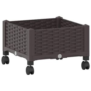vidaXL Sodo puodynė su ratukais Ruda 40 x 40 x 29 cm PP