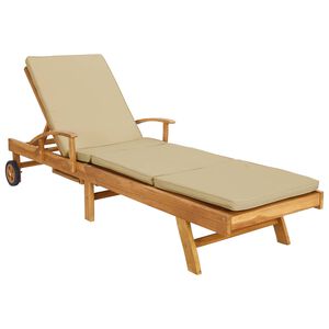 vidaXL Saulės gultas su pagalvėle 100% poliesteris, kieta teak mediena