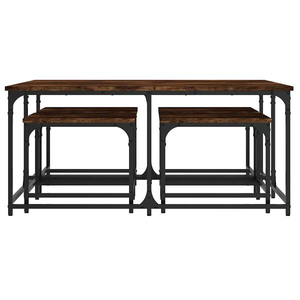 vidaXL Sustumiami kavos staliukai, 5vnt., dūminio ąžuolo, mediena