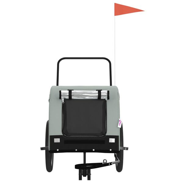 vidaXL Dviračio priekaba augintiniams, pilka/juoda, audinys/geležis