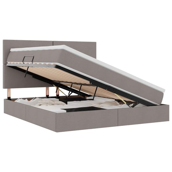 vidaXL Lova su daiktų laikymo vieta ir LED su LED Taupe 160 x 200 cm