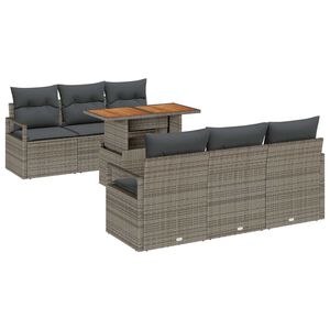 vidaXL Sodo Sofų Rinkinys su saugykla 7 pcs Pilka Poli ratanas