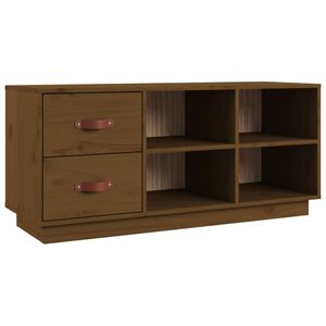 vidaXL Suoliukas batams, medaus rudas, 100x34x45cm, pu&scaron;ies masyvas