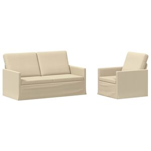 vidaXL Sofos komplektas 2 pcs Kreminė Audinys