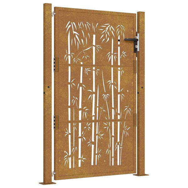 vidaXL Sodo vartai, 100x125 cm, Corten plienas, bambuko dizainas