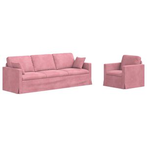 vidaXL Sofos komplektas 2 pcs Rožinė 228 x 78 x 80 cm Aksomas