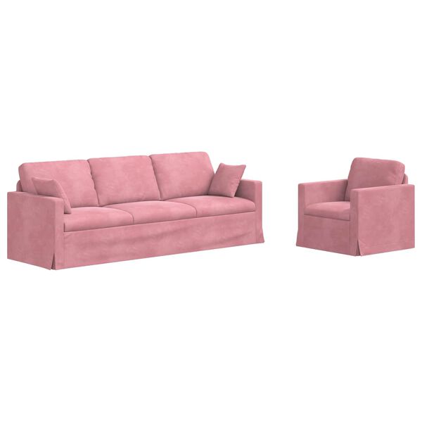 vidaXL Sofa 2 pcs Rožinė 228 x 78 x 80 cm Aksomas