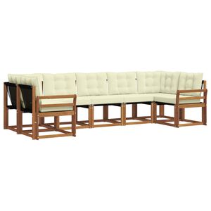 vidaXL Lauko sofos komplektas su pagalve 7 pcs Natūralus ir grietinėlė