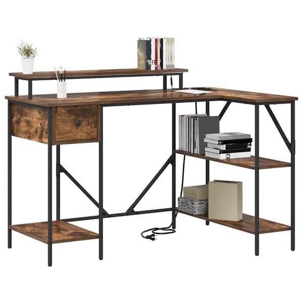 vidaXL Stalas Rūkyta ąžuolas 120 x 79 x 86,5 cm Apdirbta mediena