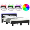 vidaXL Lovos rėmas su galvūgaliu ir LED, juodos spalvos, 120x200cm