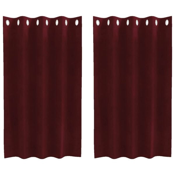 vidaXL Užtemdymo užuolaidos 2 pcs Vyno raudona 140 x 140 cm Aksomas