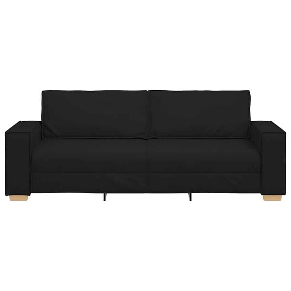vidaXL Trivietė sofa, juoda, 220x78x84 cm, audinys