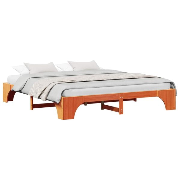 vidaXL Lovos rėmas Va&scaron;ko ruda 200 x 200 cm Kietos pu&scaron;ies mediena