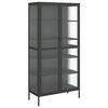 vidaXL Komoda, juodos spalvos, 85x40x180cm, stiklas ir plienas