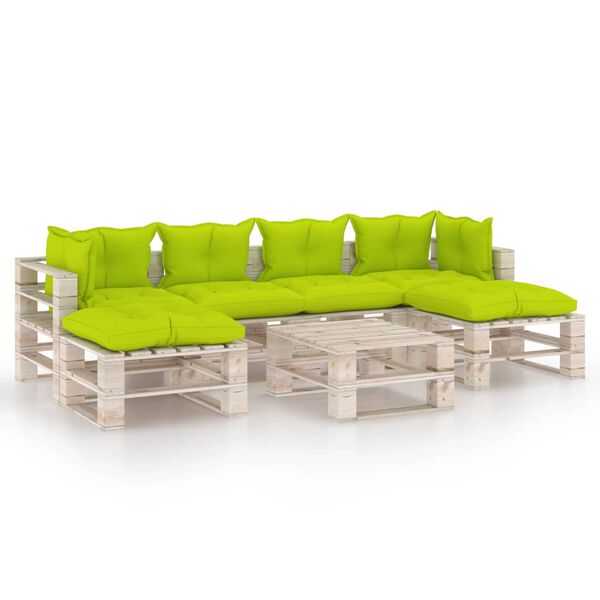 vidaXL Sodo komplektas i&scaron; palečių su pagalvėlėmis, 7 dalių, pu&scaron;is