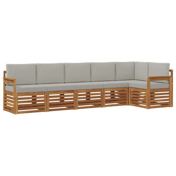 vidaXL Sekcijos sofų komplektas 6 pcs Natūrali ir &scaron;viesiai pilka